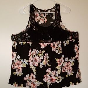 Torrid Floral and Crochet Tank Top